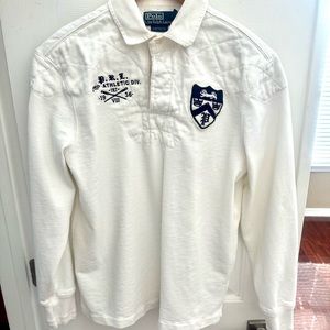 Ralph Lauren’s Men’s white, LS Polo/Size Md.w/2 textures